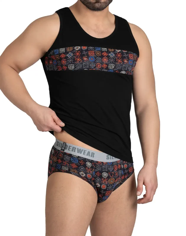 ست زیرپوش مردانه رکابی اسلیپ سیلکا طرح جانیار