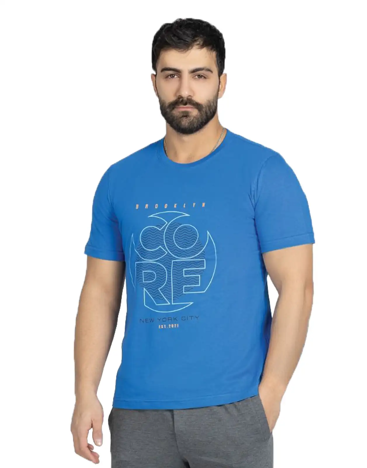 2456 تیشرت راحتی مردانه نیم آستین طرح core سیلکا