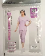 ست لباس راحتی نخی زنانه مدل مریلا سیلکا